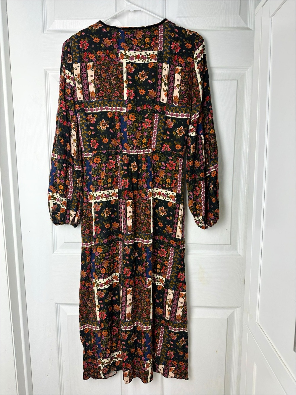 ZARA Bohemian Floral Patchwork Midi Dress - Black Multi Sz:S - Picture 6 of 6